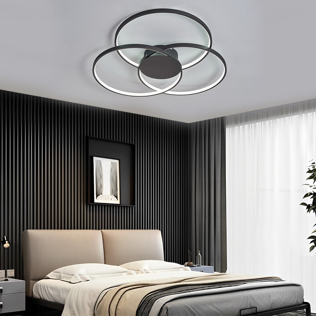 Three Rings Stepless Dimming Nordic Ceiling Light - Electroplated Metal Fixture