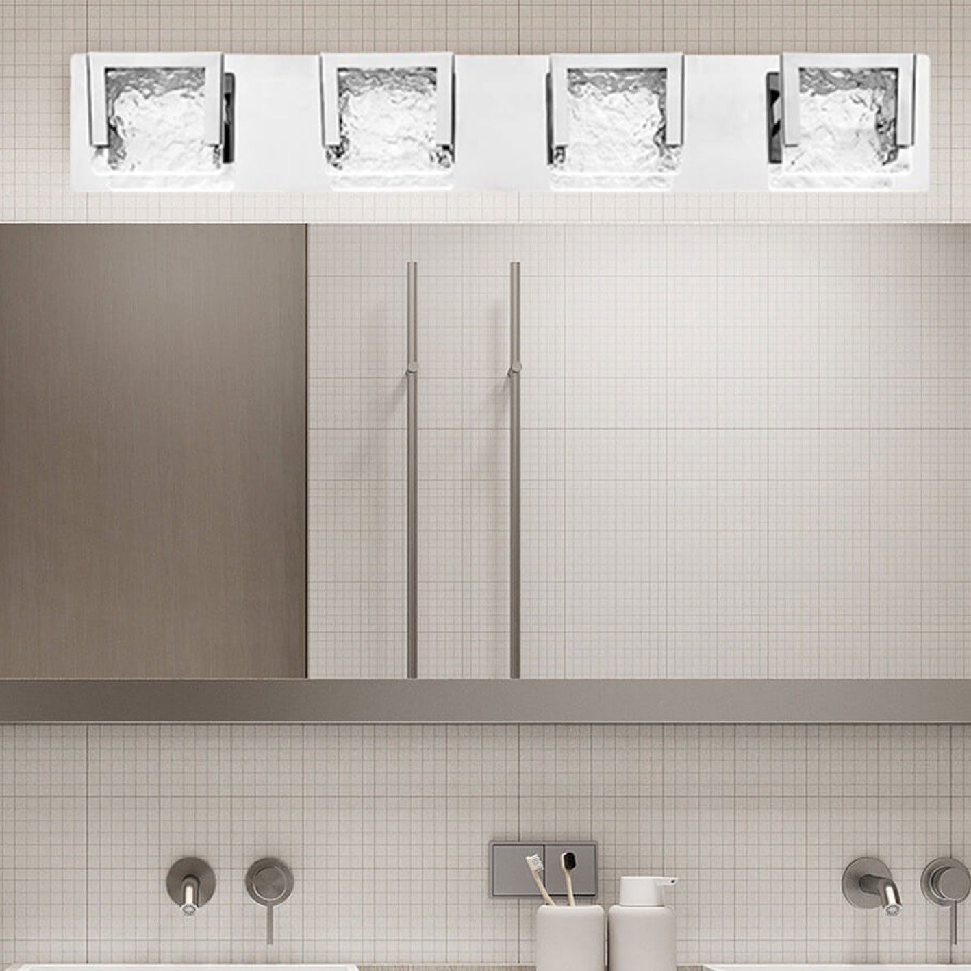 Minimalist Acrylic LED Vanity Wall Light - Glass Texture Mirror Fixture