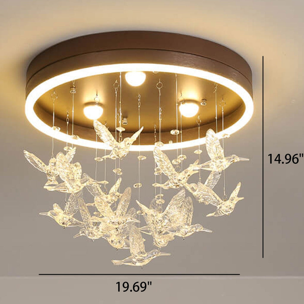 Modern Cartoon Round Bird LED Flush Mount Ceiling Light