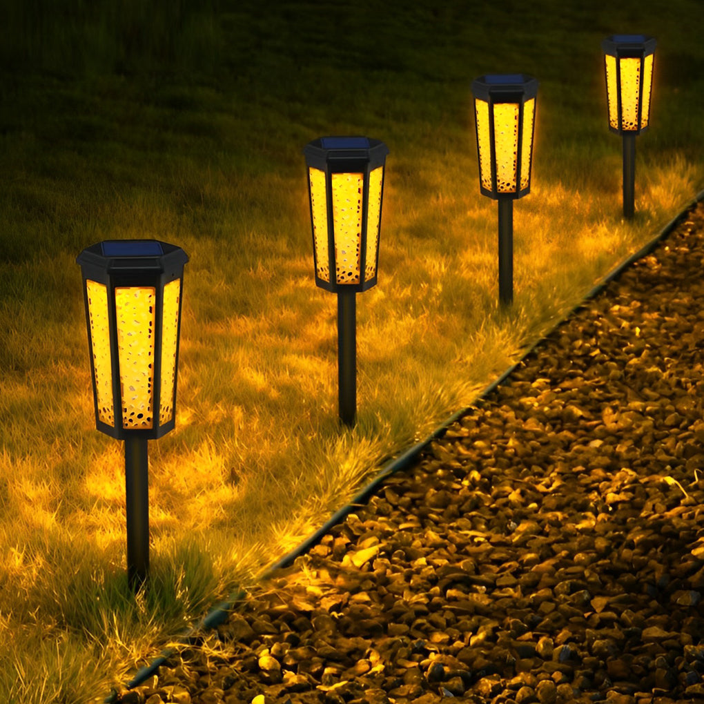 RGB Hexagon Solar Stake Light - Waterproof Outdoor Landscape Lighting