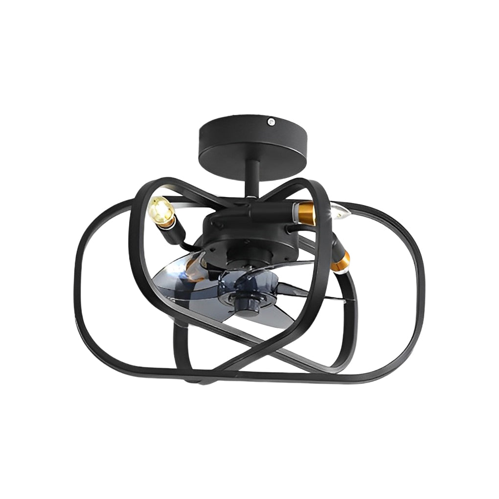 Retro Bladeless Ceiling Fan with Remote - Three Step Dimming LED Mute Design