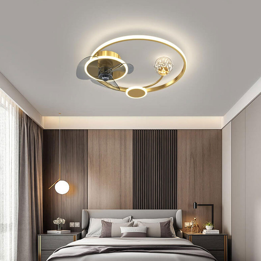Modern Circle LED Flush Mount Ceiling Fan Light - Stylish, Energy-Efficient Ceiling Fixture for Home Decor