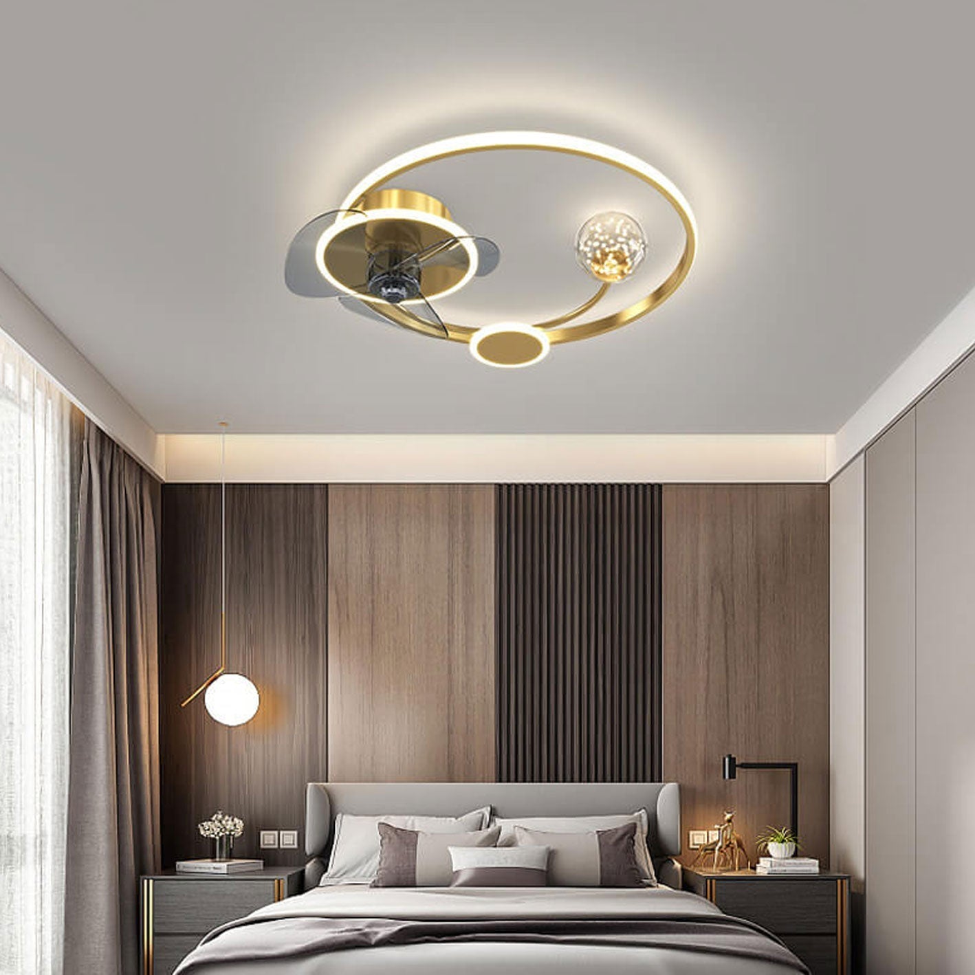 Modern Circle LED Flush Mount Ceiling Fan Light - Stylish, Energy-Efficient Ceiling Fixture for Home Decor