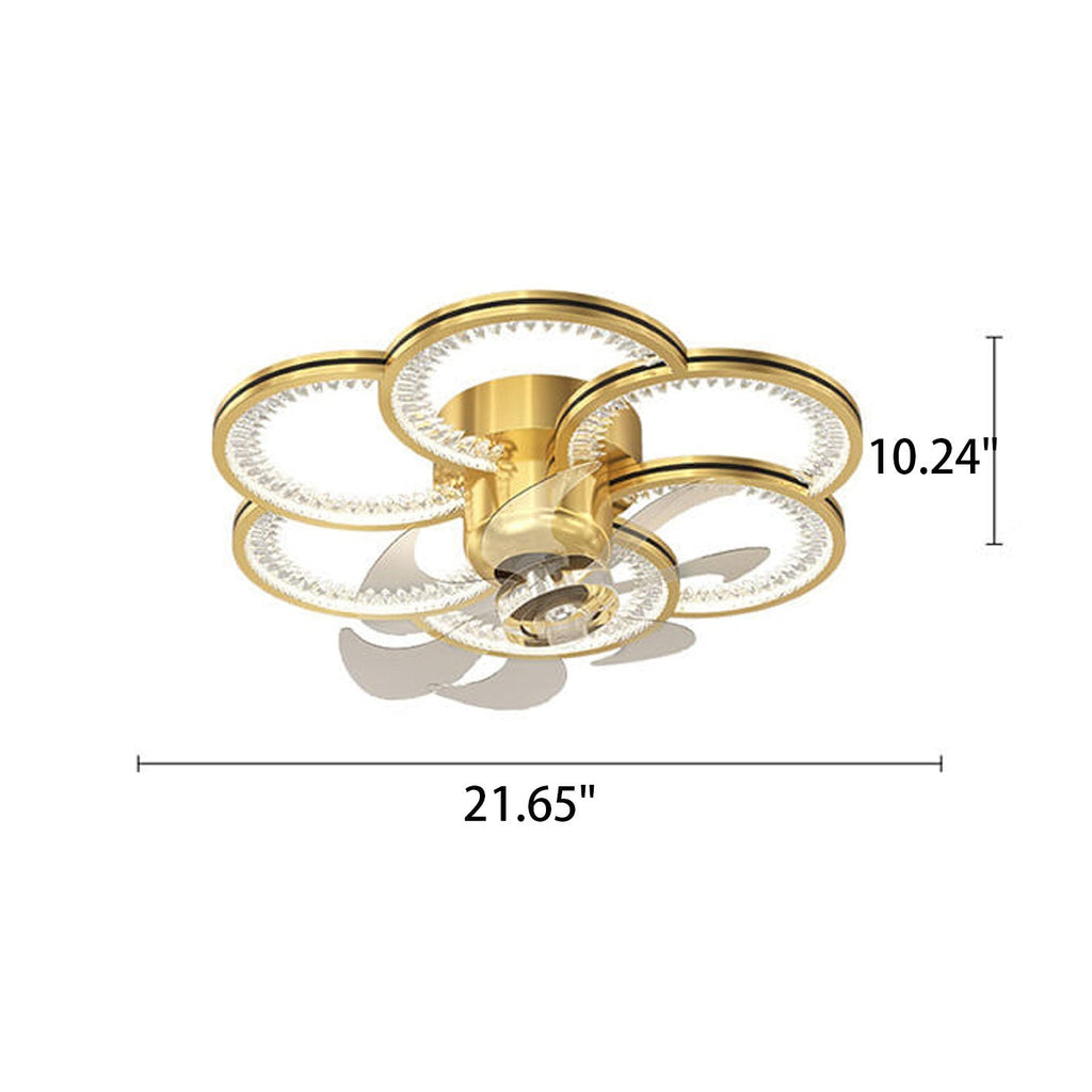 Modern Luxury Flower Petal LED Ceiling Fan Light Fixture