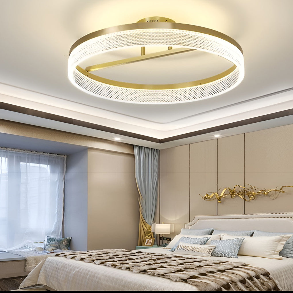 Minimalist Gold Round LED Ceiling Lamp 60W Flush Mount