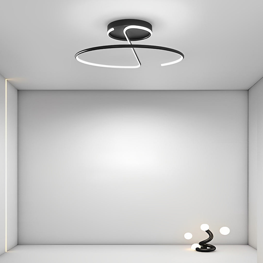 16" Sleek Wire Circular Modern LED Semi Flush Mount Ceiling Light