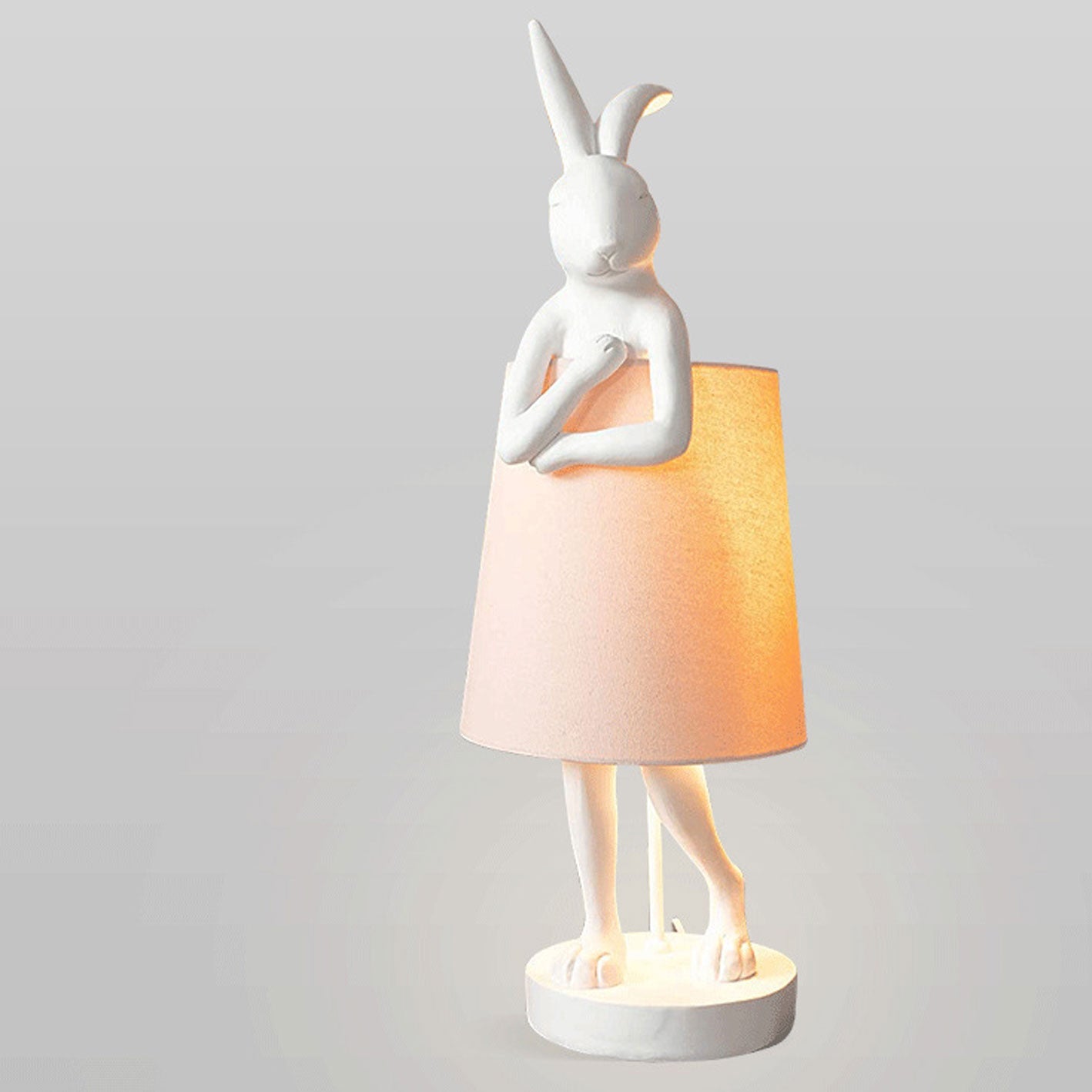Nordic Apron Rabbit Resin Table Lamp - 1-Light, Eco-Friendly Design, Cute Home Decor, Modern Lighting, Stylish Nightstand Lamp