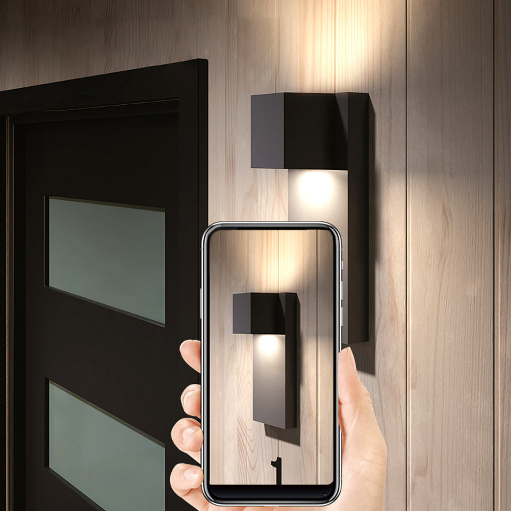 Square Waterproof LED Up and Down Wall Sconce - Modern Outdoor Lighting