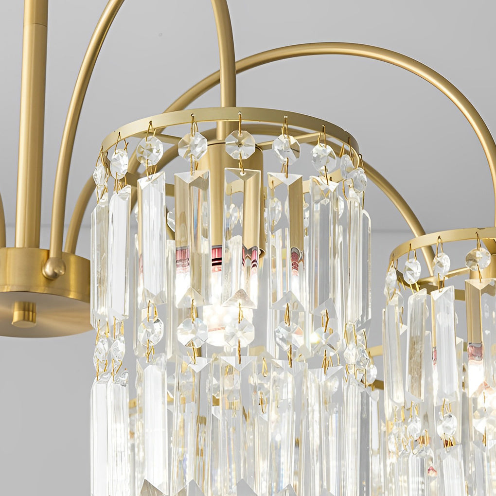 Crystal Shade Copper Curved Arms Luxury Chandelier Light