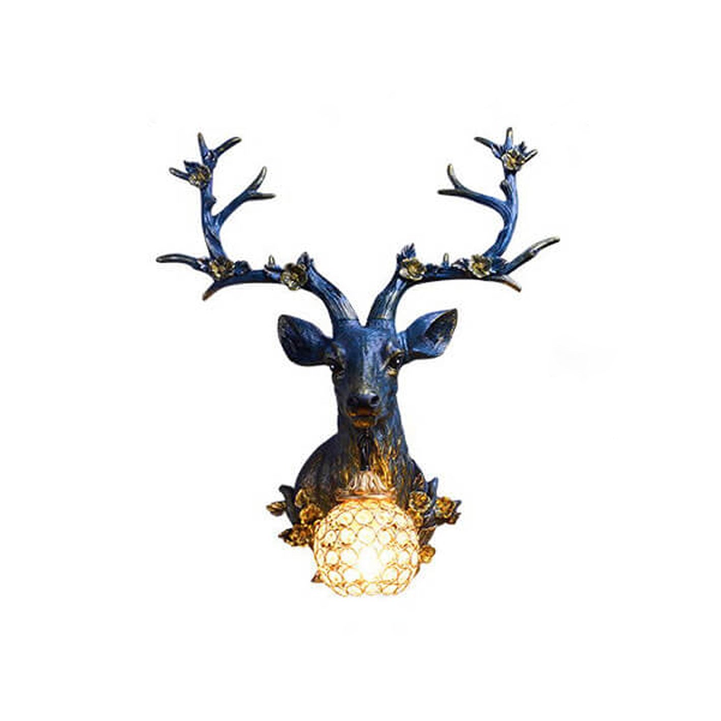 Retro Deer Head Resin Wall Sconce Light - 1-Light Decorative Lamp