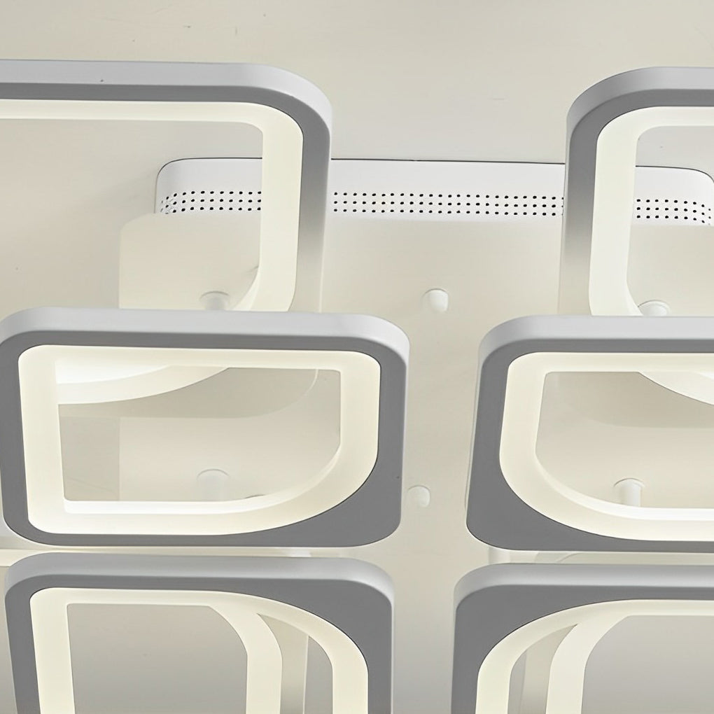 Square Modern Ceiling Light Fixture - Stepless Dimming Remote Control, Energy Efficient, Stylish Design