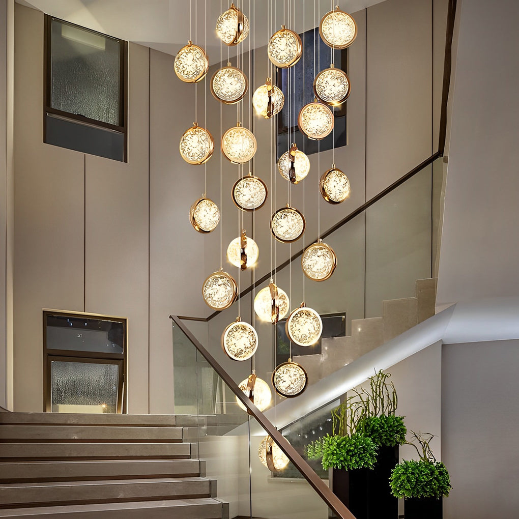 Global Crystal Cluster Luxury Chandelier - Modern Adjustable Staircase Design