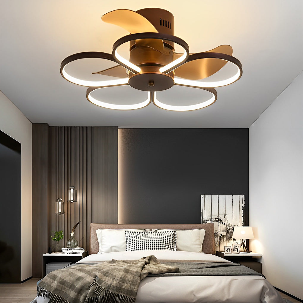 Flowers Intelligent Dimmable LED Ceiling Fan Lamp - Modern Bladeless Design, Quiet Operation, Energy Efficient Lighting