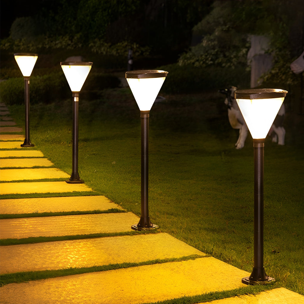 Eco-Friendly Cone Solar Path Light - Modern LED Outdoor Luminaire for Gardens