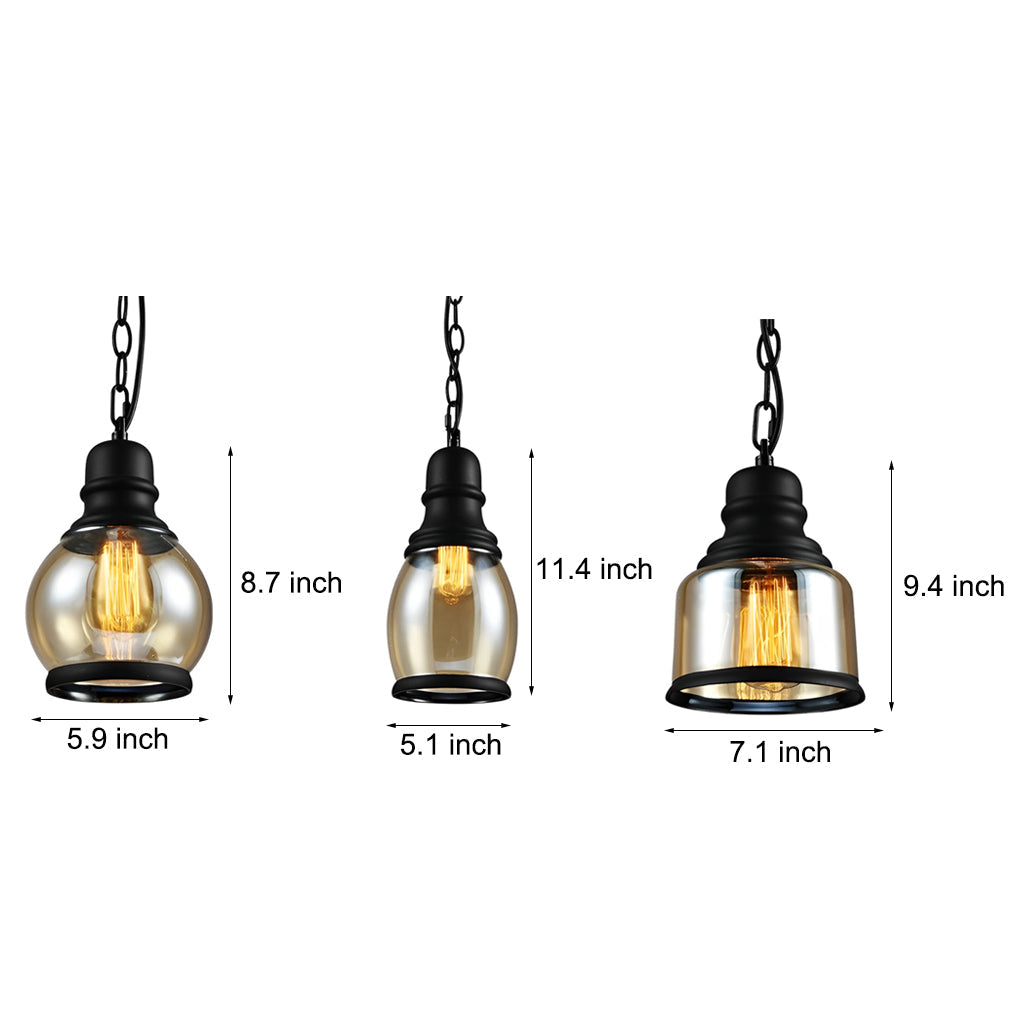 Retro Brown Glass Industrial Pendant Light Chandelier