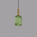 Minimalist Striped Glass Pendant Light - 1-Light Lantern Fixture