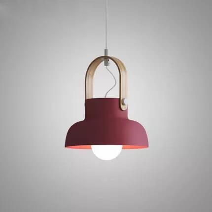 Modern Nordic Dome Wood Pendant Light with Carrying Handle