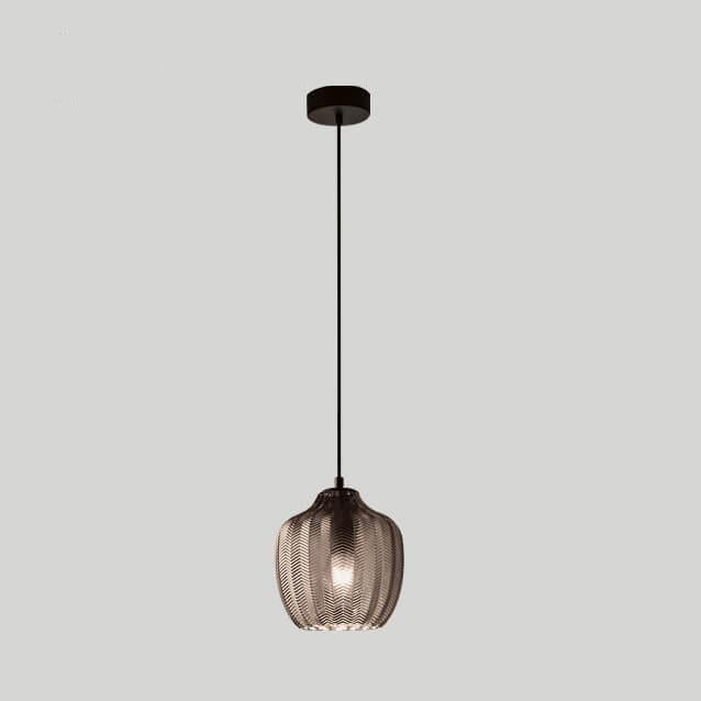 Nordic Textured Wavy Glass Pendant Light - 1-Light Barrel Fixture