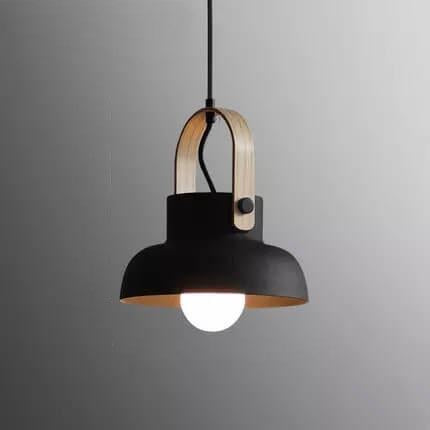 Modern Nordic Dome Wood Pendant Light with Carrying Handle
