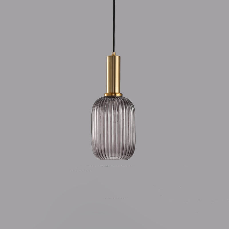 Minimalist Striped Glass Pendant Light - 1-Light Lantern Fixture