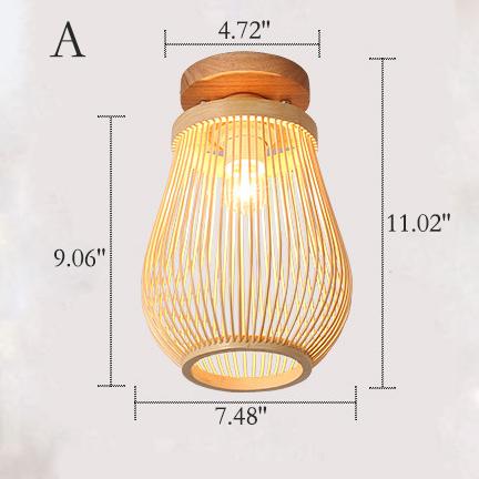 Modern Minimalist Bamboo Weaving Ceiling Lamp - Flush Mount Light Fixture
