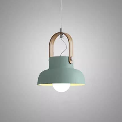 Modern Nordic Dome Wood Pendant Light with Carrying Handle