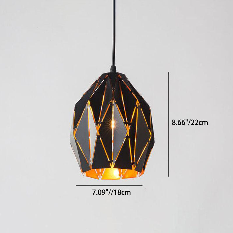 Vintage Wrought Iron Geometric Diamond Pendant Light Fixture
