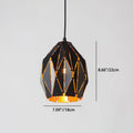 Vintage Wrought Iron Geometric Diamond Pendant Light Fixture