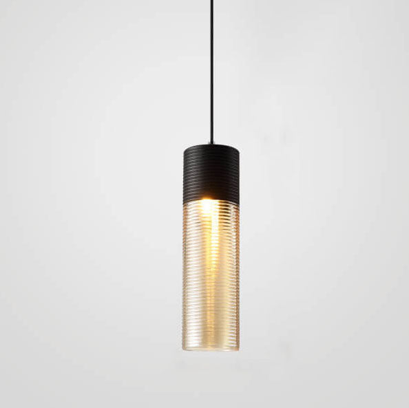 Modern Ribbed Glass Pendant Light - 1 Light Fixture for Contemporary Spaces, Stylish Lighting, Home Decor, Kitchen, Dining Room, Industrial Design