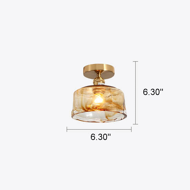 Modern Japanese Amber Glass Flush Mount Light - Multi-Style 1-Light Ceiling Fixture for Home Decor
