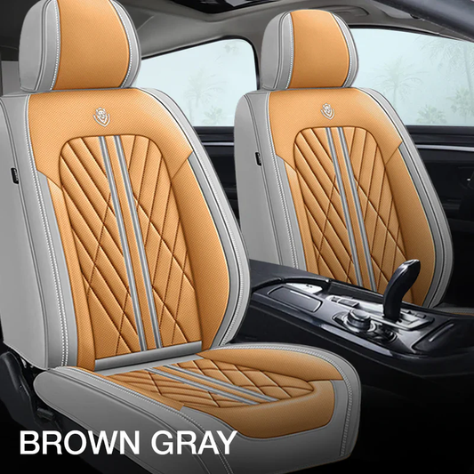2 pack-Brown and Grey Classic Car Seat Covers Adaptive Fit- Durable Fabric, Stylish Design