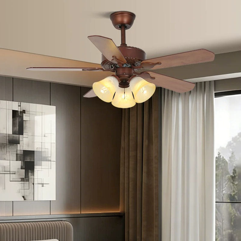 Tiffany Style Flower Stained Glass 3-Light Ceiling Fan Light for Living Room