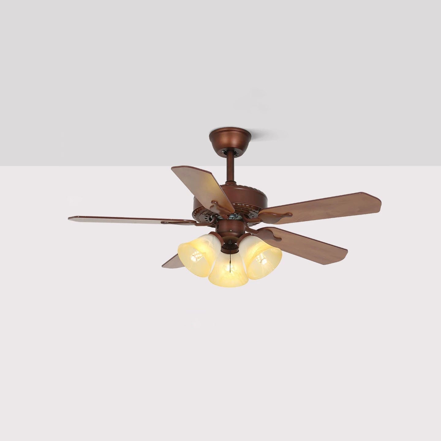 Tiffany Style Flower Stained Glass 3-Light Ceiling Fan Light for Living Room