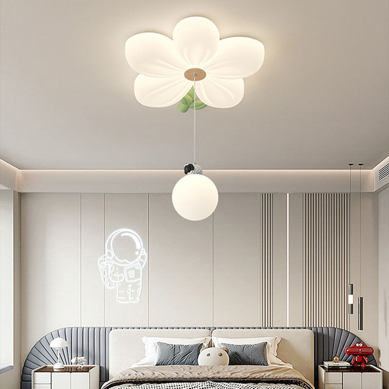 Contemporary Kids Flower Shaped LED Ceiling Light - Modern Flush Mount Lighting for Bedroom, Nursery, Toddler Room, Colorful Children's Room Decor, Iron and Plastic Design, Soft Illumination for Kids’ Spaces