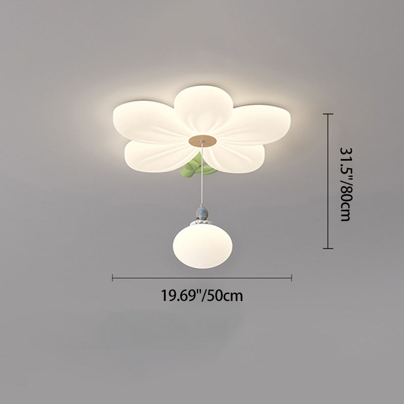 Contemporary Kids Flower Shaped LED Ceiling Light - Modern Flush Mount Lighting for Bedroom, Nursery, Toddler Room, Colorful Children's Room Decor, Iron and Plastic Design, Soft Illumination for Kids’ Spaces