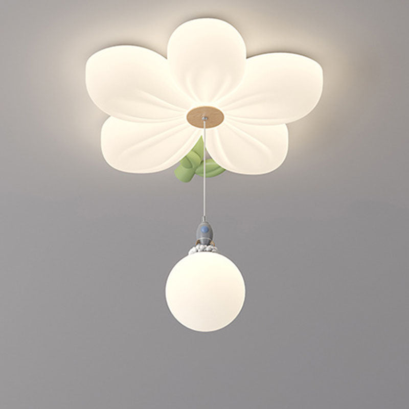 Contemporary Kids Flower Shaped LED Ceiling Light - Modern Flush Mount Lighting for Bedroom, Nursery, Toddler Room, Colorful Children's Room Decor, Iron and Plastic Design, Soft Illumination for Kids’ Spaces