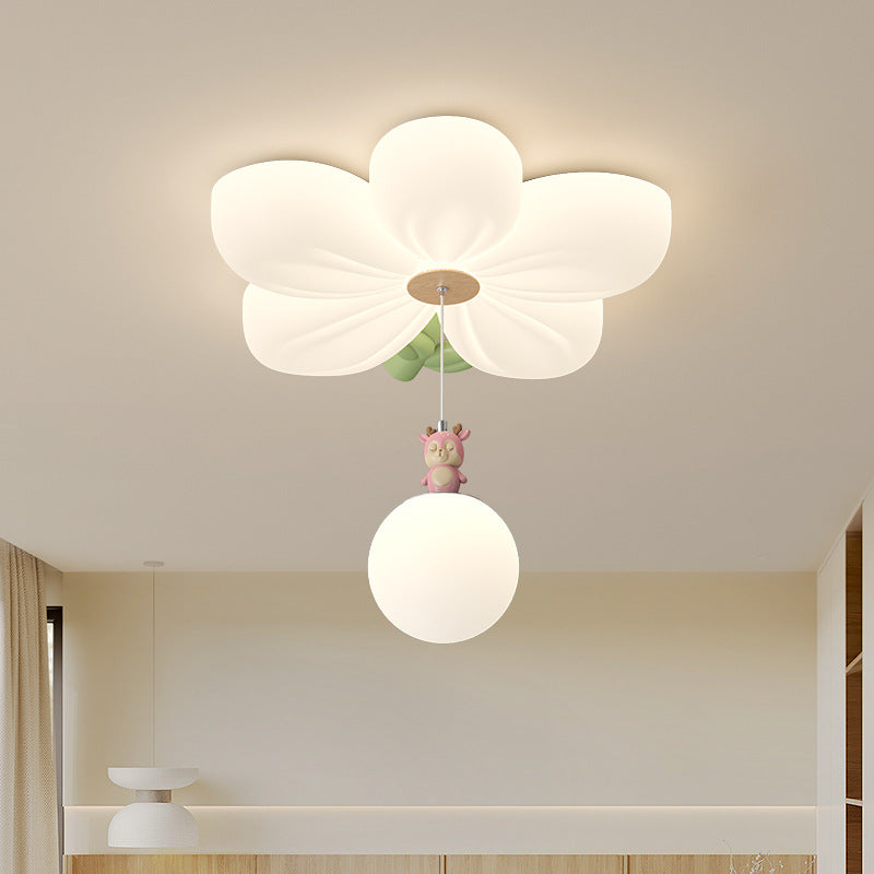 Contemporary Kids Flower Shaped LED Ceiling Light - Modern Flush Mount Lighting for Bedroom, Nursery, Toddler Room, Colorful Children's Room Decor, Iron and Plastic Design, Soft Illumination for Kids’ Spaces