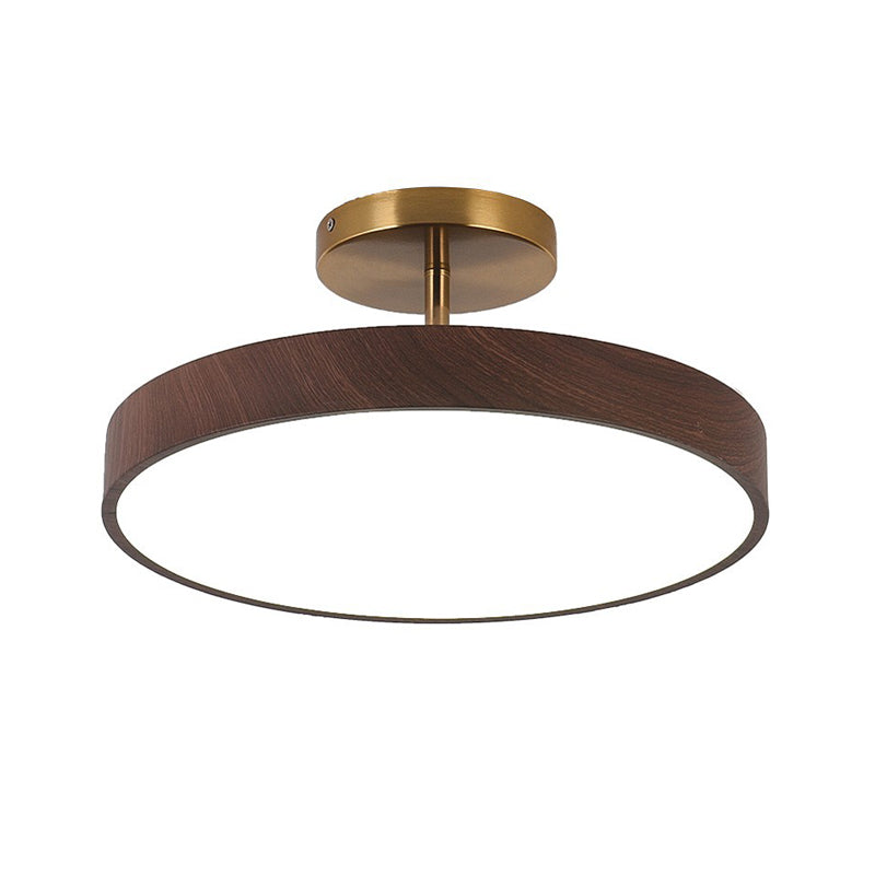 Contemporary Nordic Disc Iron PVC LED Semi-Flush Mount Ceiling Light for Bedroom
