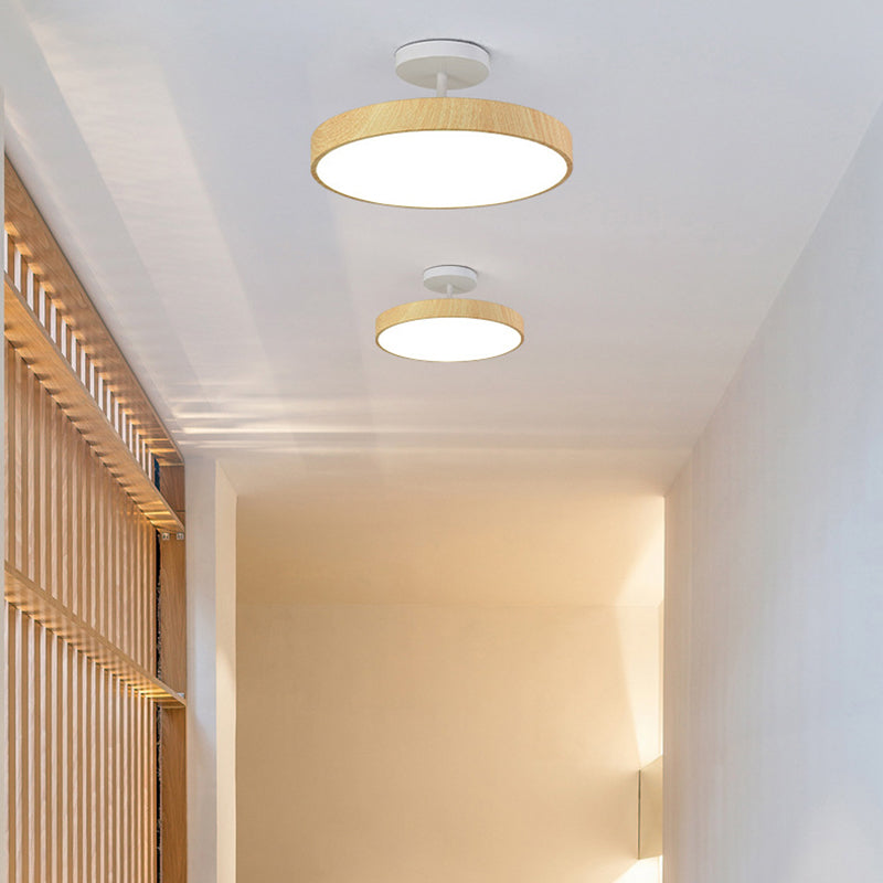 Contemporary Nordic Disc Iron PVC LED Semi-Flush Mount Ceiling Light for Bedroom