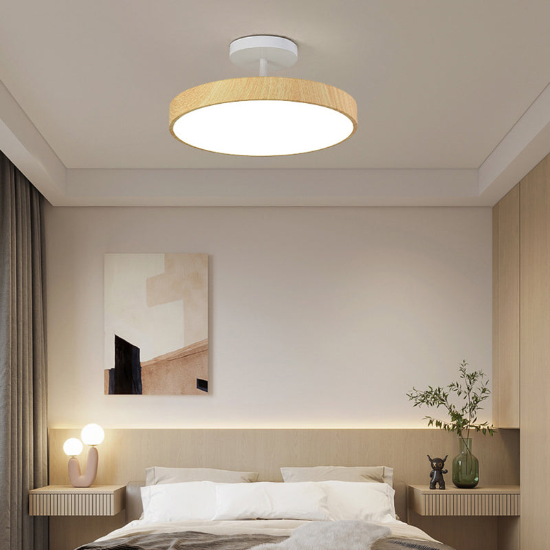 Contemporary Nordic Disc Iron PVC LED Semi-Flush Mount Ceiling Light for Bedroom