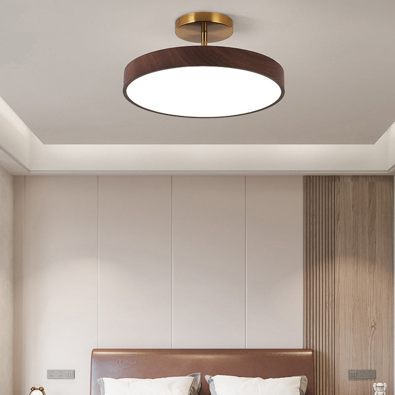 Contemporary Nordic Disc Iron PVC LED Semi-Flush Mount Ceiling Light for Bedroom
