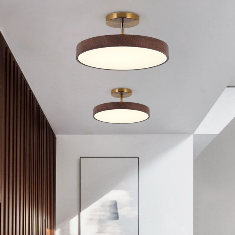 Contemporary Nordic Disc Iron PVC LED Semi-Flush Mount Ceiling Light for Bedroom