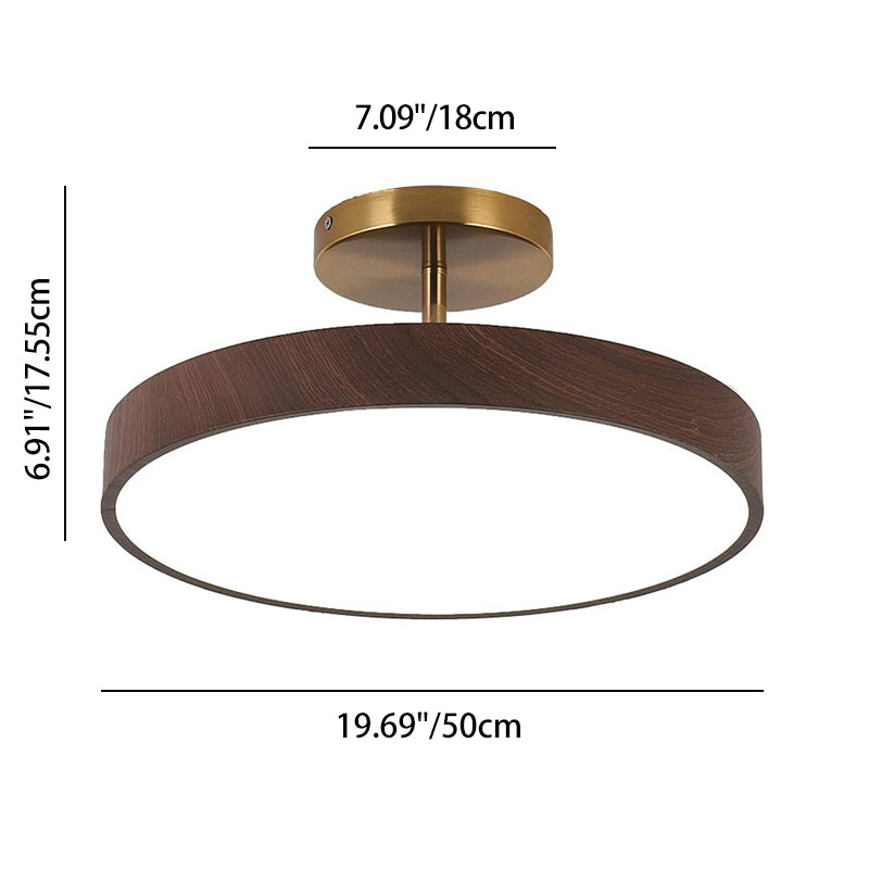 Contemporary Nordic Disc Iron PVC LED Semi-Flush Mount Ceiling Light for Bedroom