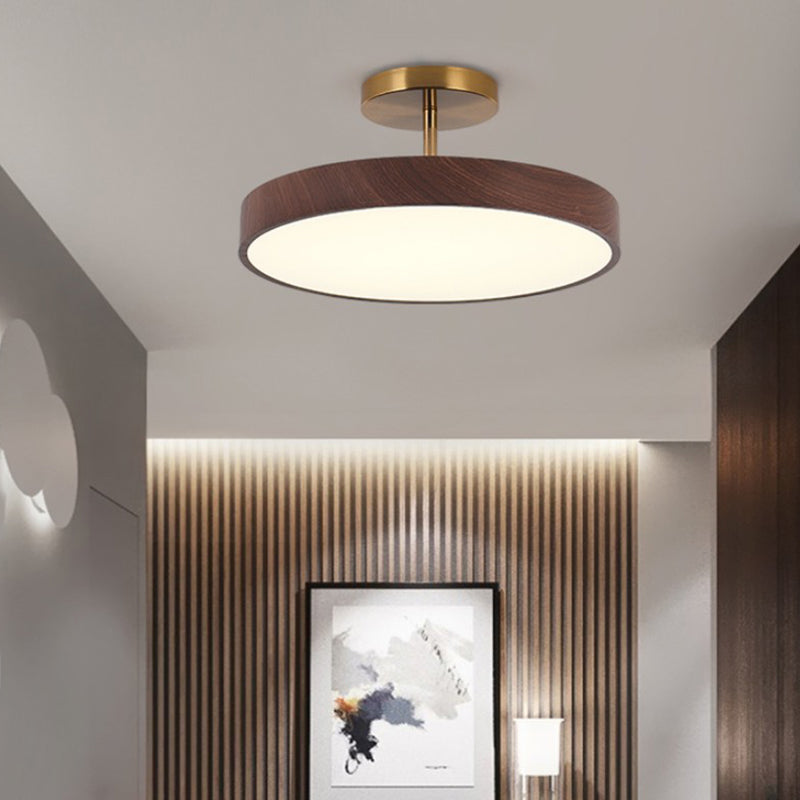 Contemporary Nordic Disc Iron PVC LED Semi-Flush Mount Ceiling Light for Bedroom
