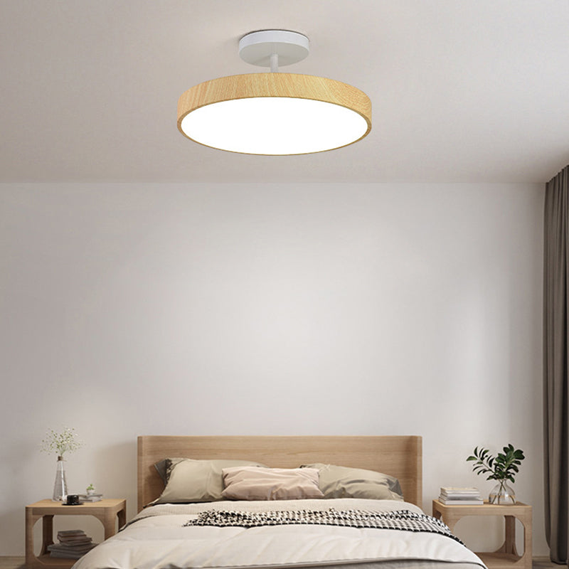 Contemporary Nordic Disc Iron PVC LED Semi-Flush Mount Ceiling Light for Bedroom