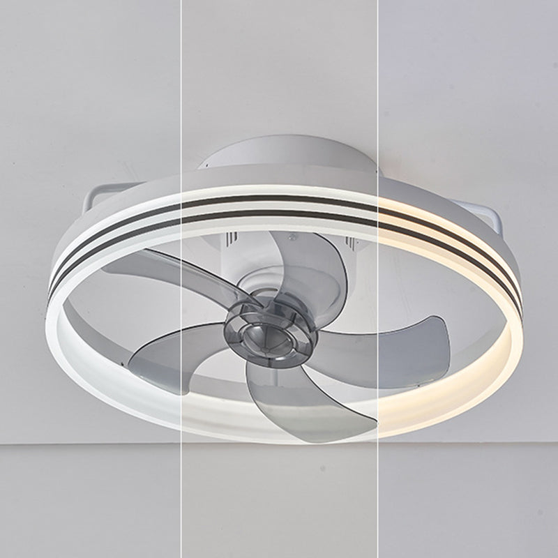 Contemporary Nordic Rotatable Circular Ceiling Fan Light - Copper Iron Acrylic LED Semi-Flush Mount for Living Room