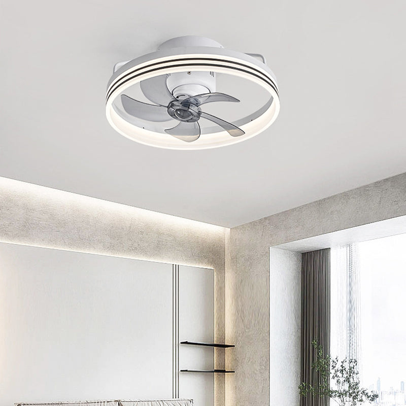 Contemporary Nordic Rotatable Circular Ceiling Fan Light - Copper Iron Acrylic LED Semi-Flush Mount for Living Room