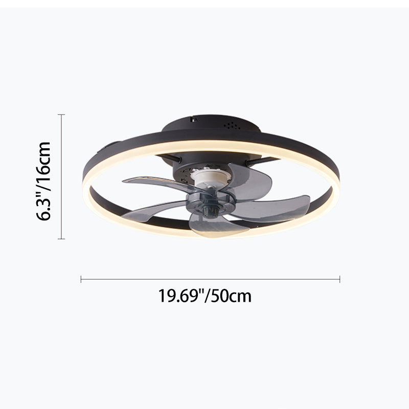Contemporary Nordic Rotatable Circular Ceiling Fan Light - Copper Iron Acrylic LED Semi-Flush Mount for Living Room
