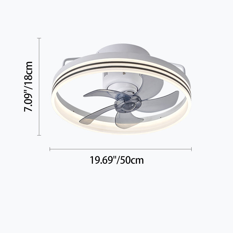 Contemporary Nordic Rotatable Circular Ceiling Fan Light - Copper Iron Acrylic LED Semi-Flush Mount for Living Room