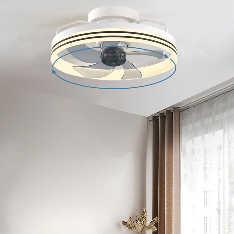 Contemporary Nordic Rotatable Circular Ceiling Fan Light - Copper Iron Acrylic LED Semi-Flush Mount for Living Room
